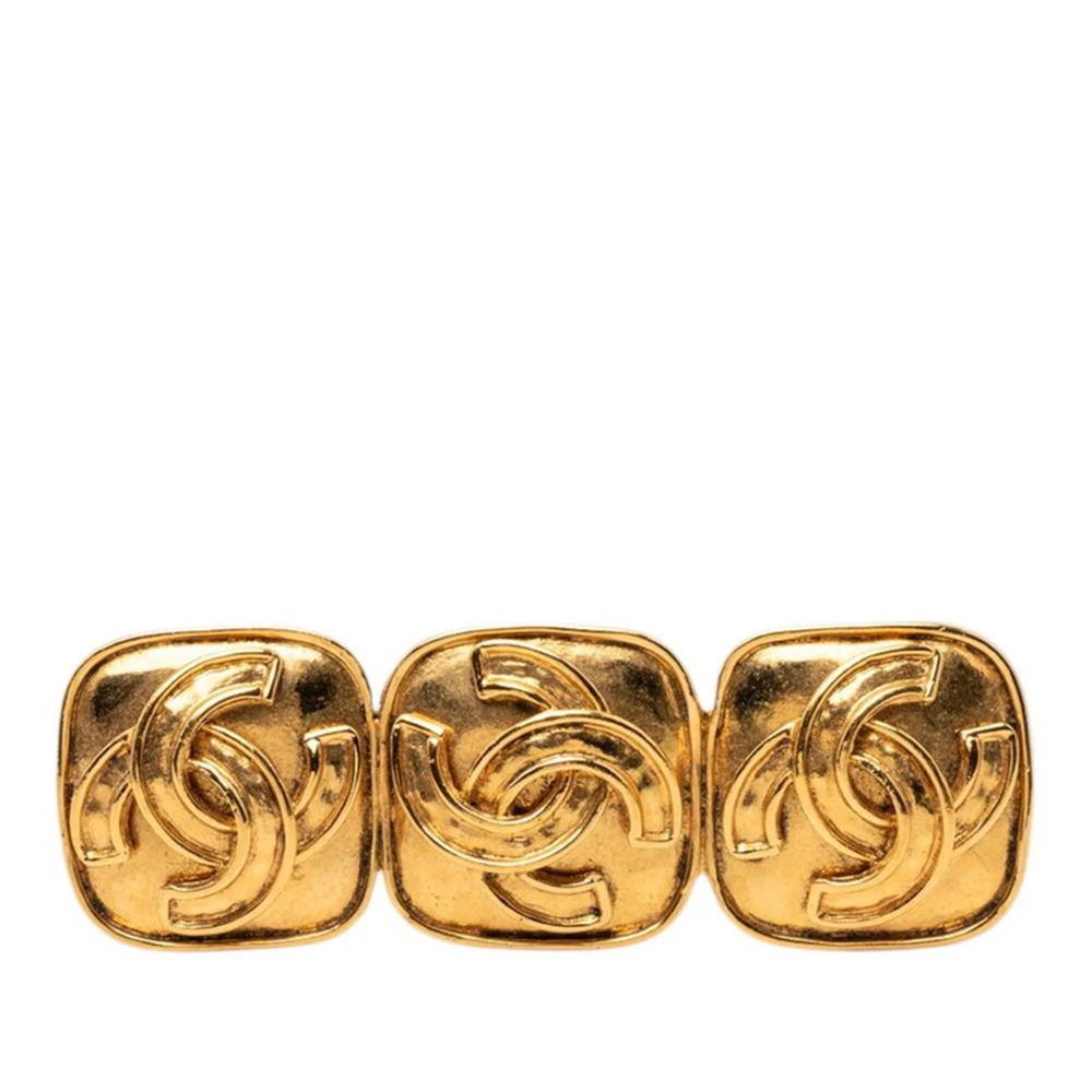 CHANEL Authentic Vintage Gold Logo Brooch - Picture 1 of 3